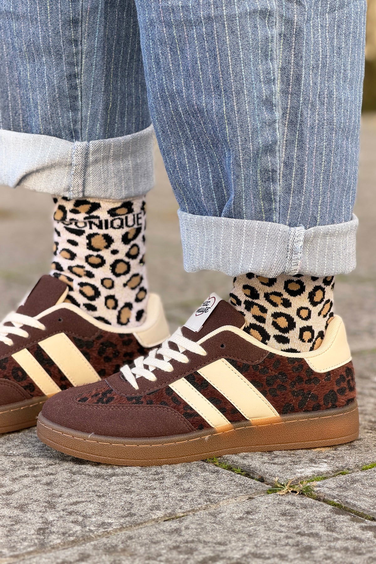 Chocolate Leopard Print Sporty Vintage Sneakers