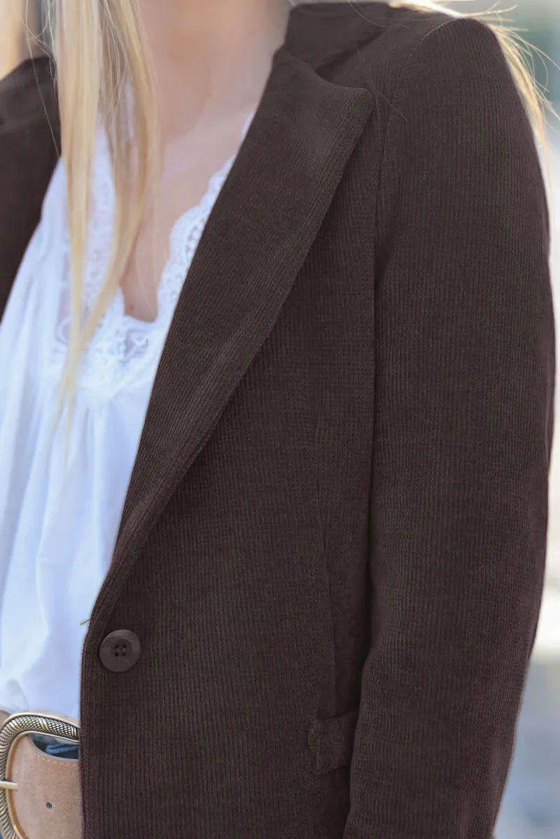 Black corduroy tailored stretch blazer