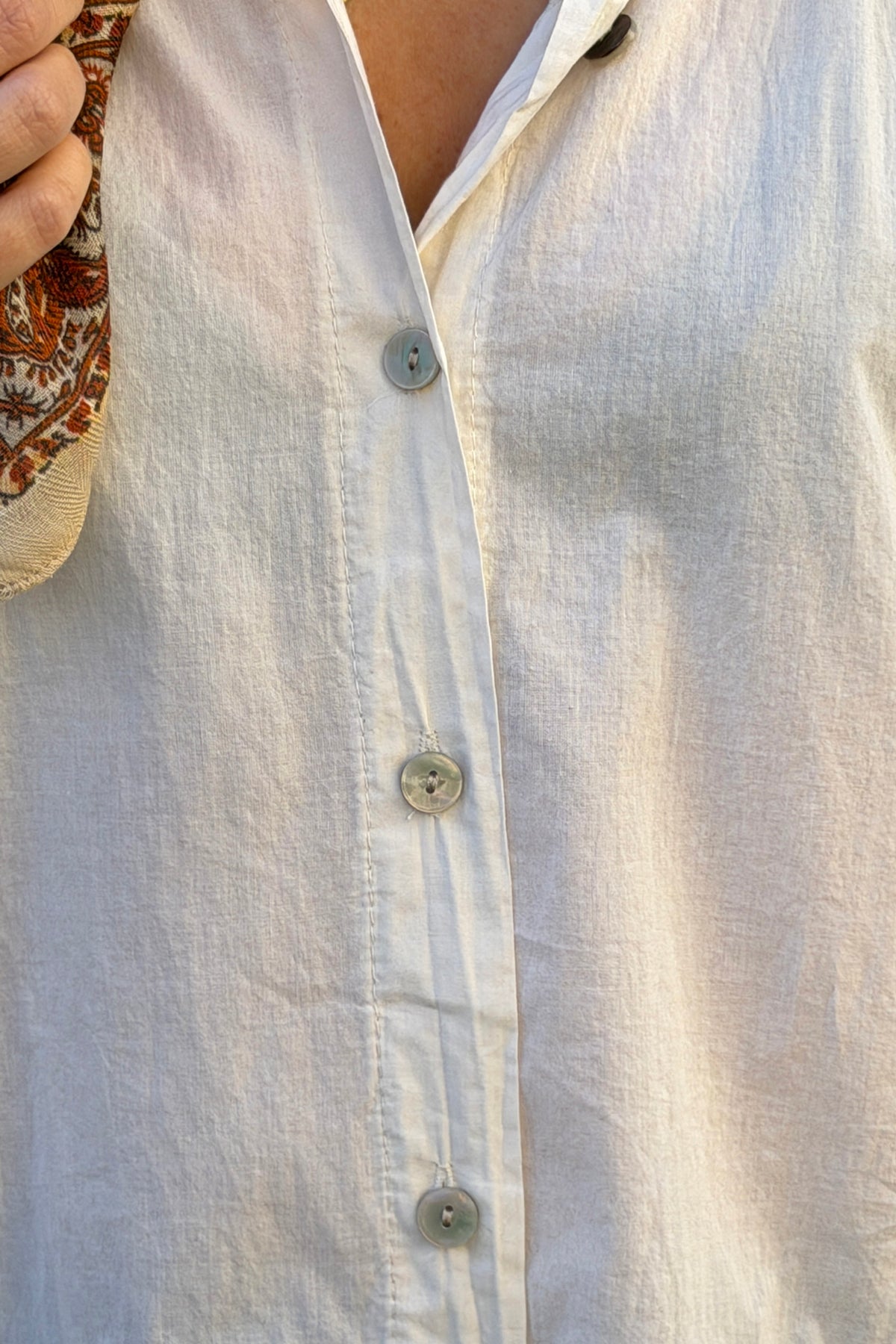 Cream Cotton Blouson Sleeve Blouse