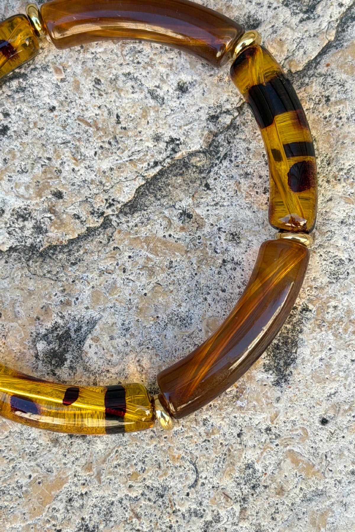 Tortoise Tube Bead Bangle