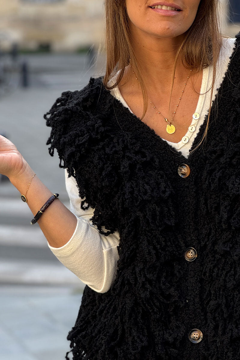 Small chain bracelet with black and gold eye pendant