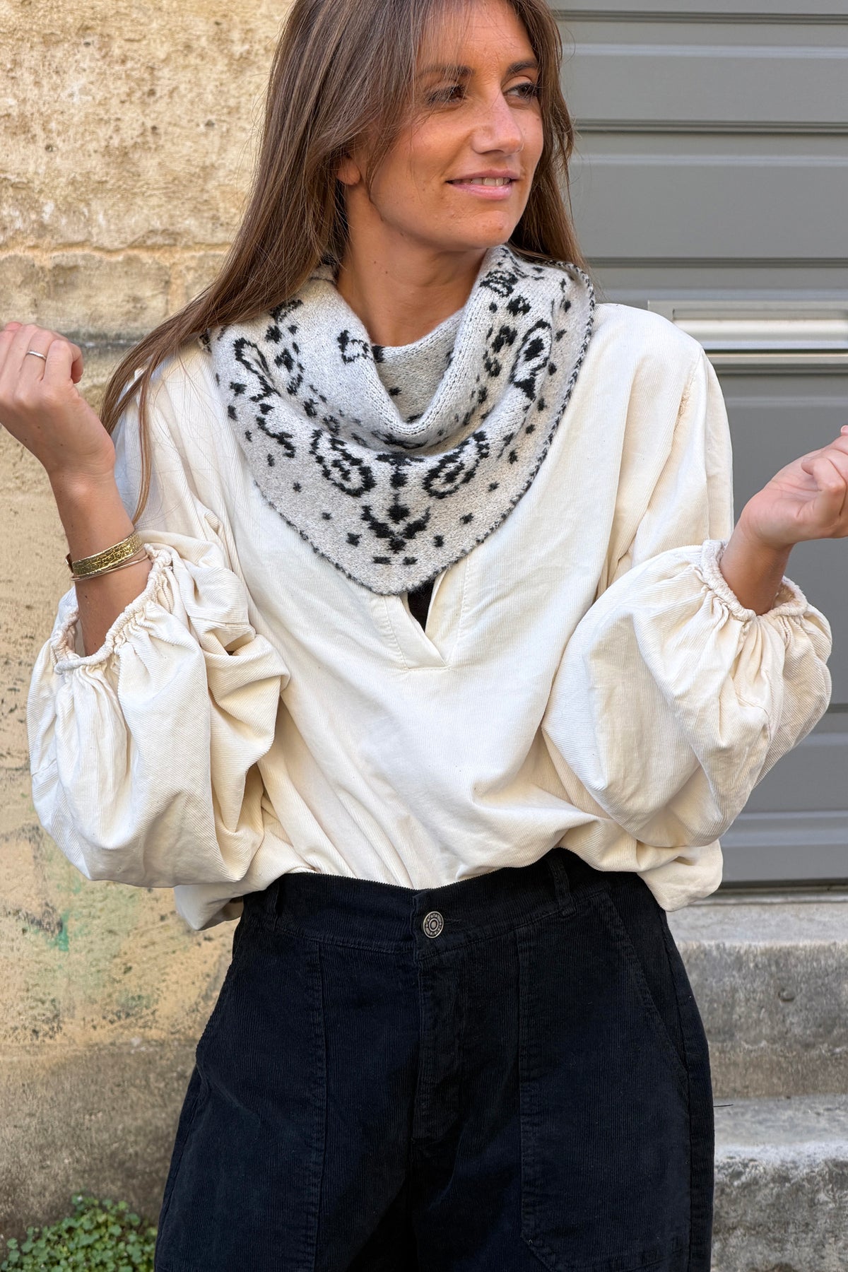 Cream Cozy Knit Classic Bandana