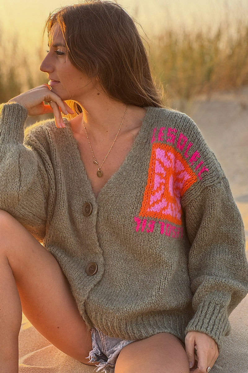Olive Knit “Le Soleil” Cardigan Sweater
