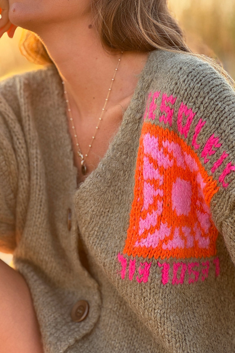 Olive Knit “Le Soleil” Cardigan Sweater