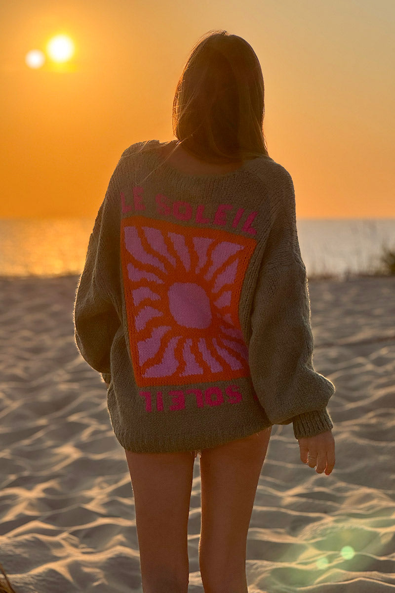 Olive Knit “Le Soleil” Cardigan Sweater
