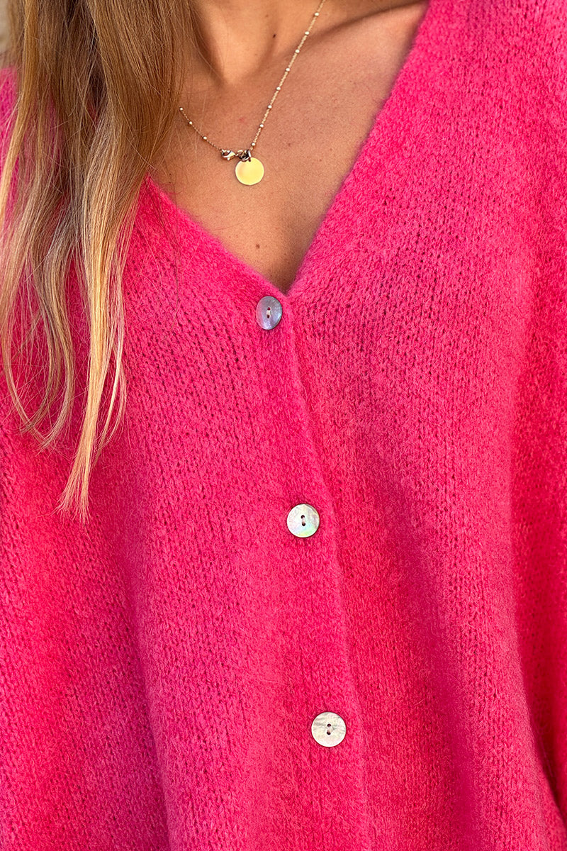 Fuchsia Mohair Blend Knit Vest