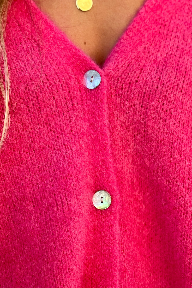Fuchsia Mohair Blend Knit Vest