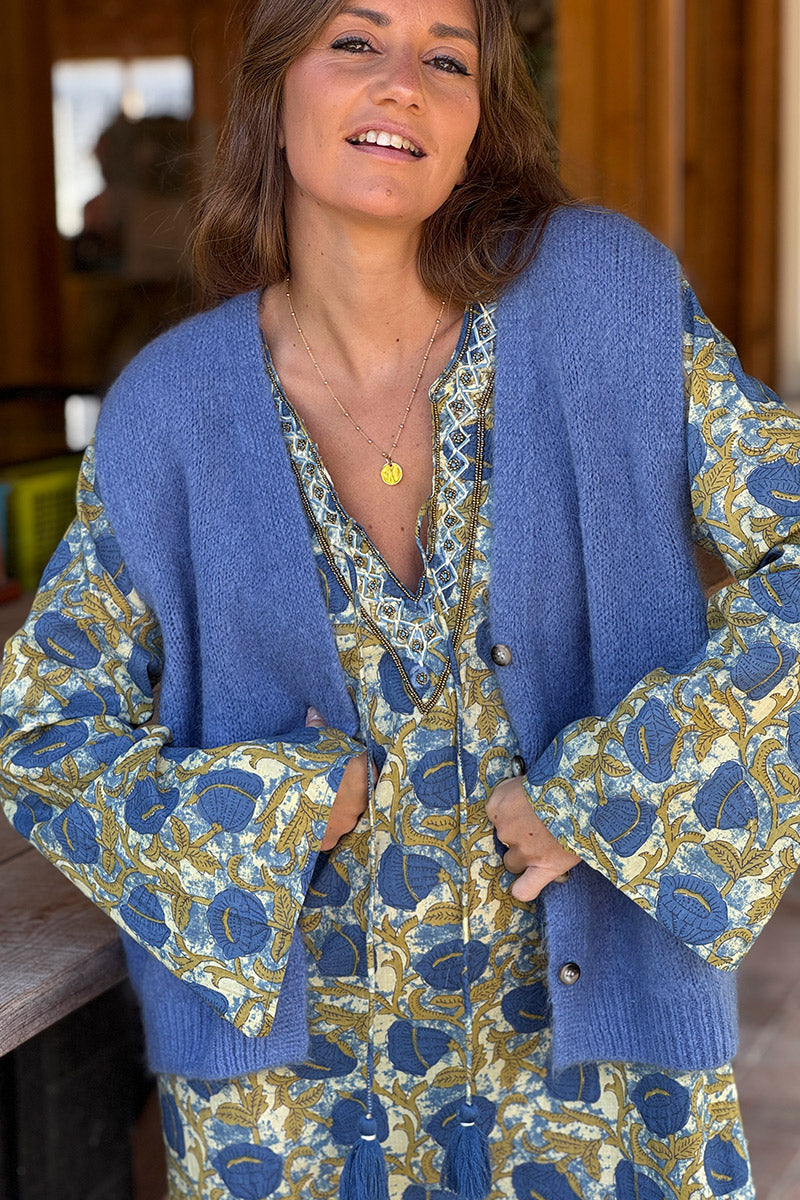 Blue Jean Soft Knit Wool Blend Vest