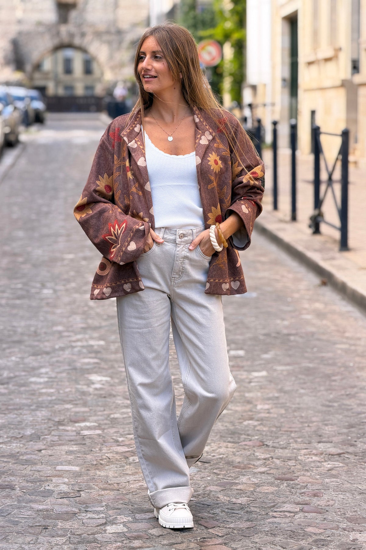 Cream Vintage Straight-Leg Jeans