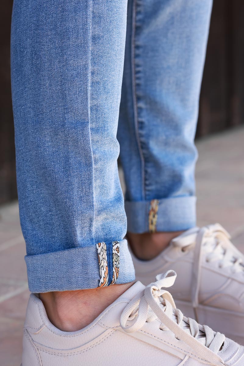 Medium Wash Sandblasted Skinny Jeans