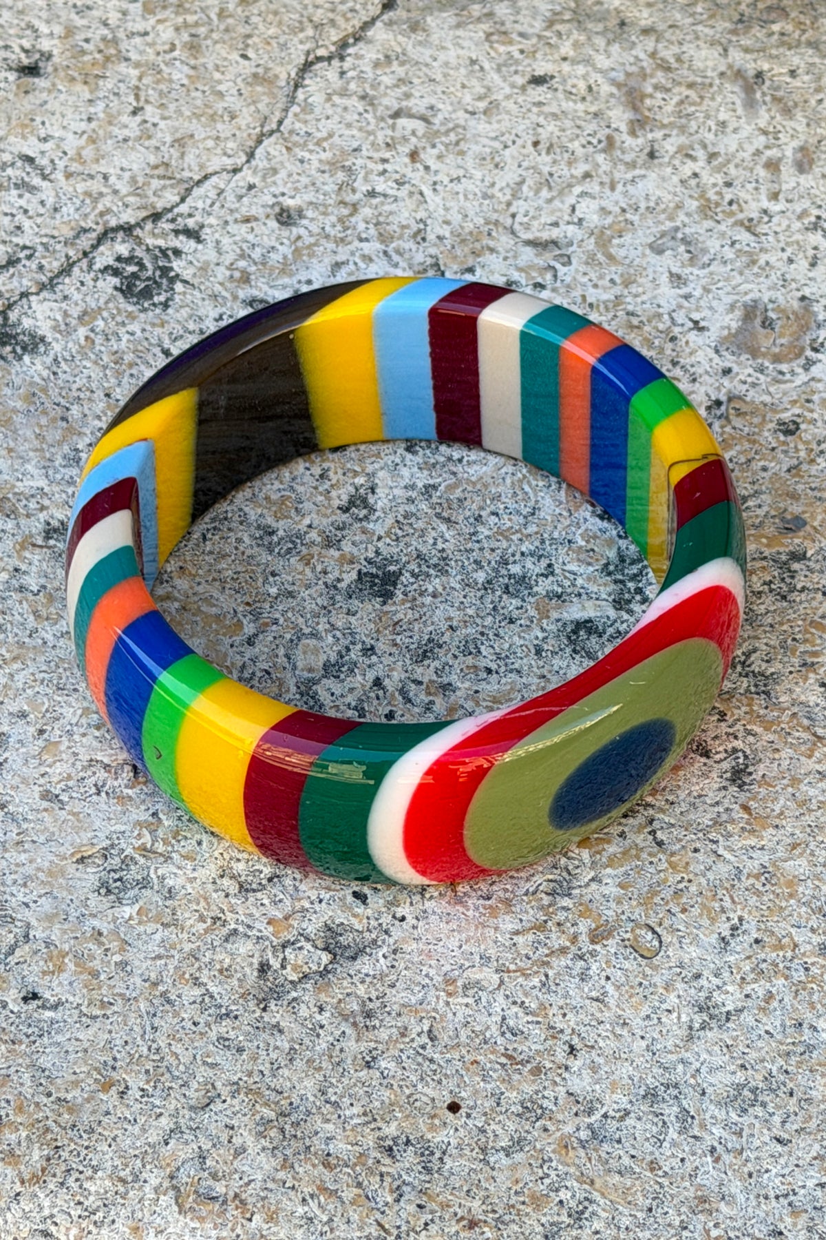 Multicolor Bullseye Rainbow Stripe Bangle