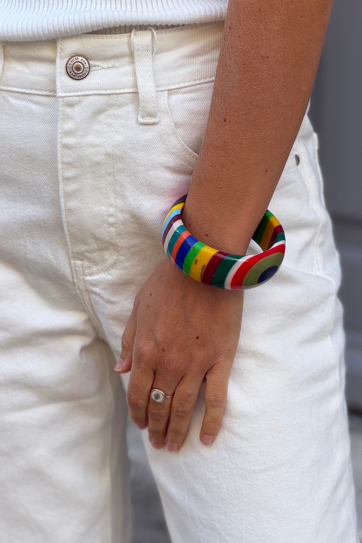 Multicolor Bullseye Rainbow Stripe Bangle