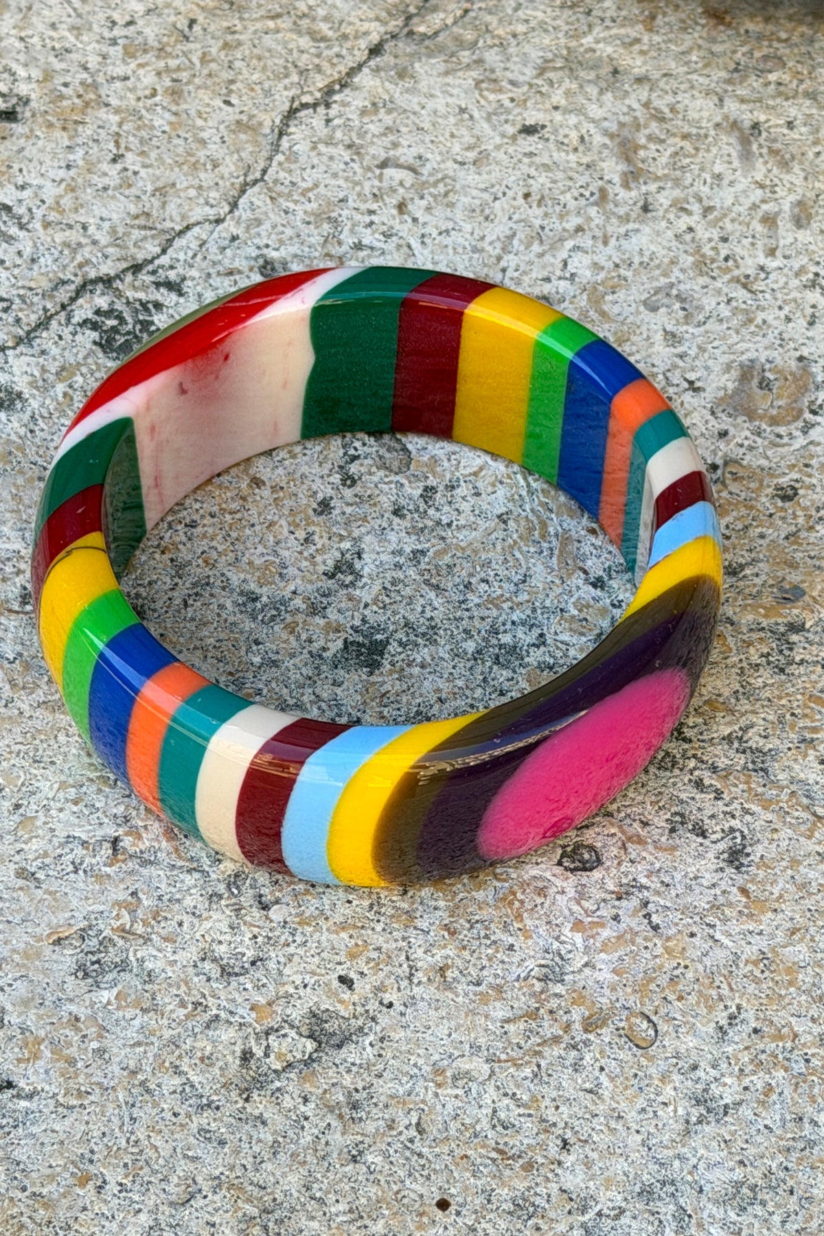 Multicolor Bullseye Rainbow Stripe Bangle