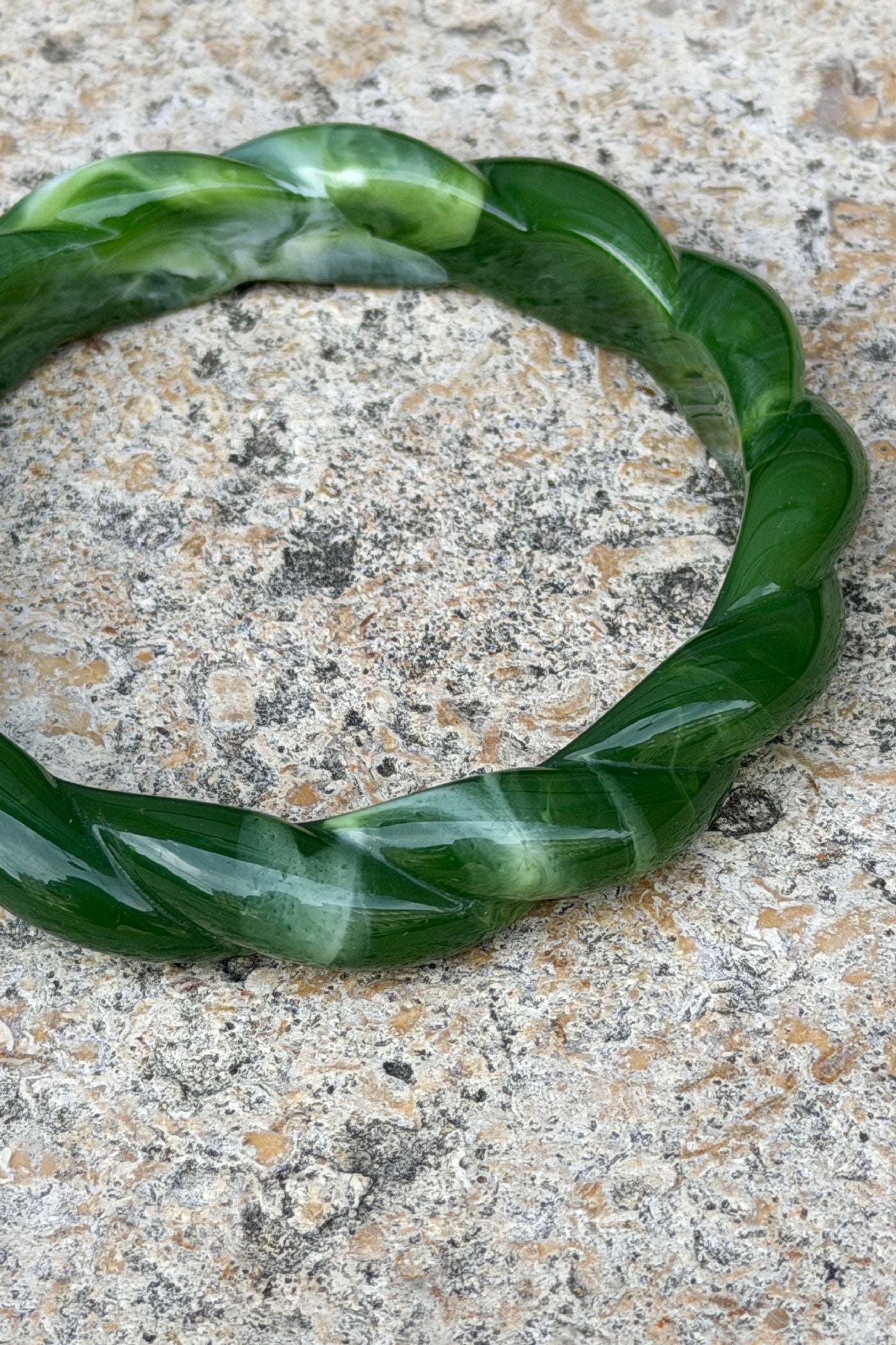 Green Twisted Resin Bangle