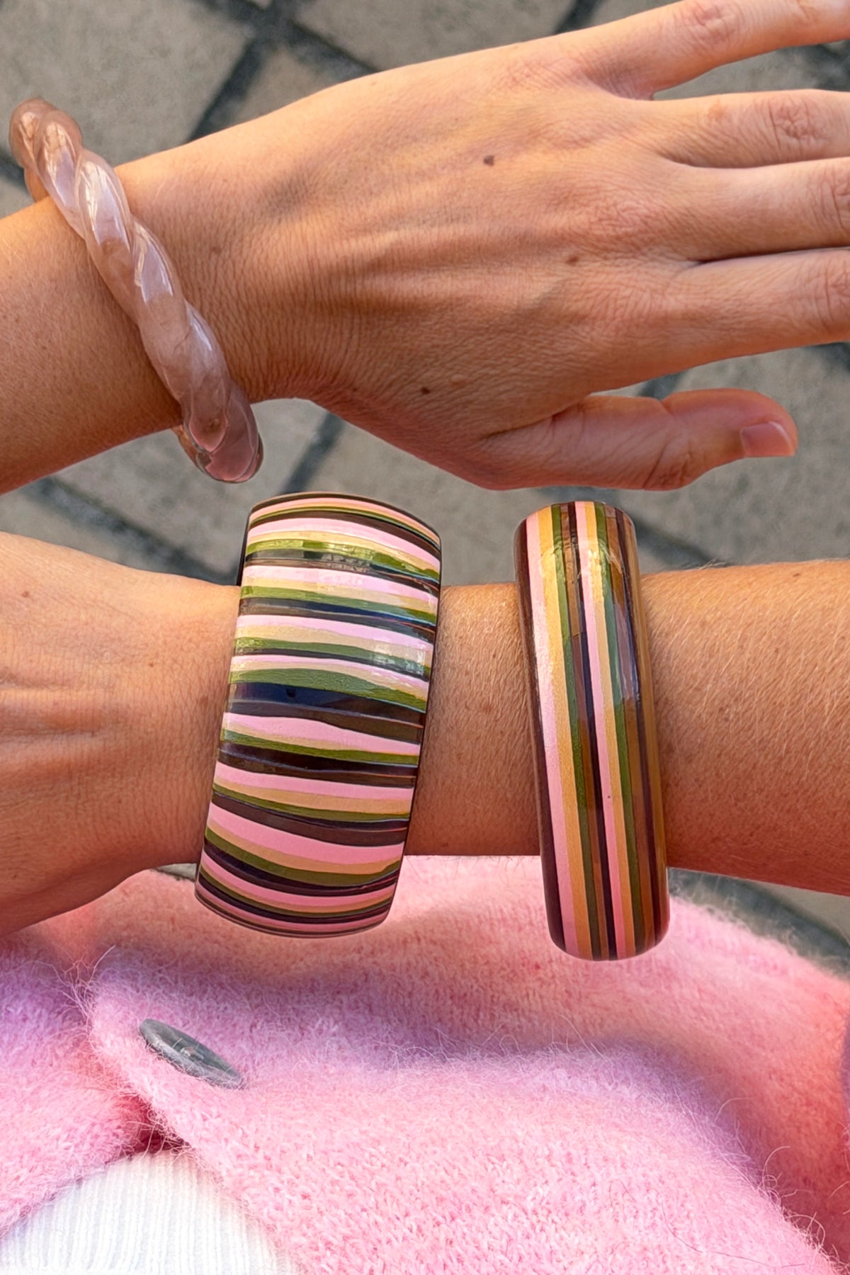 Pink Blush Twisted Resin Bangle
