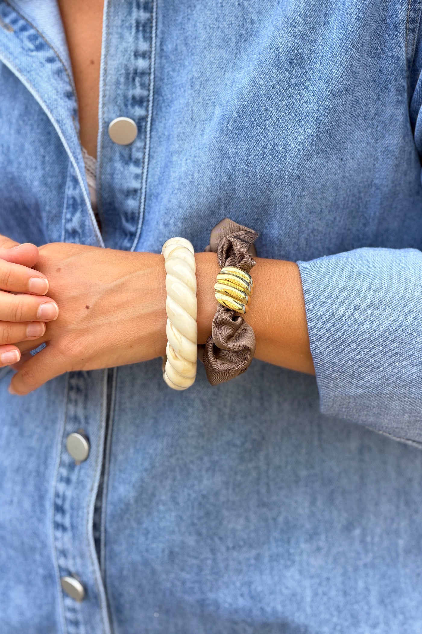 Cream Twisted Resin Bangle