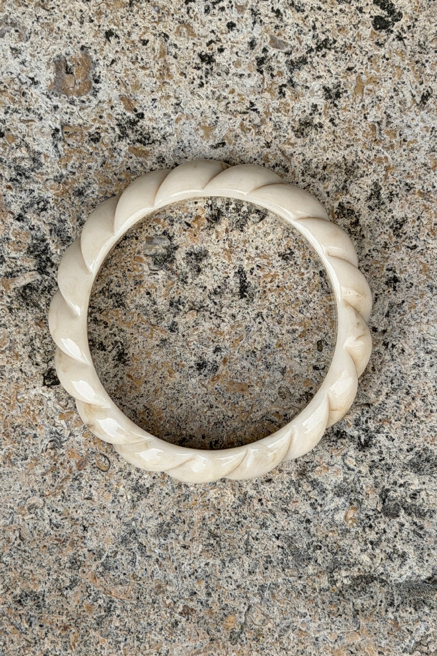 Cream Twisted Resin Bangle