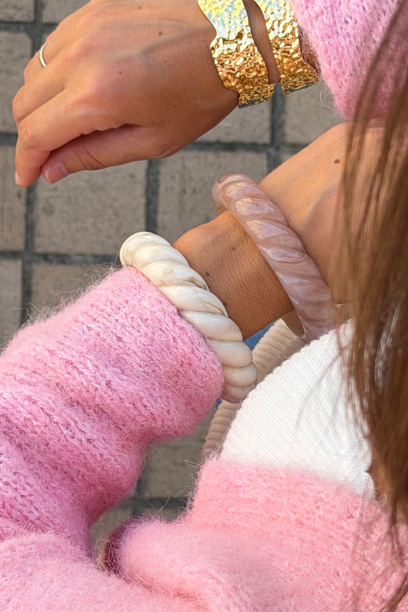 Pink Blush Twisted Resin Bangle