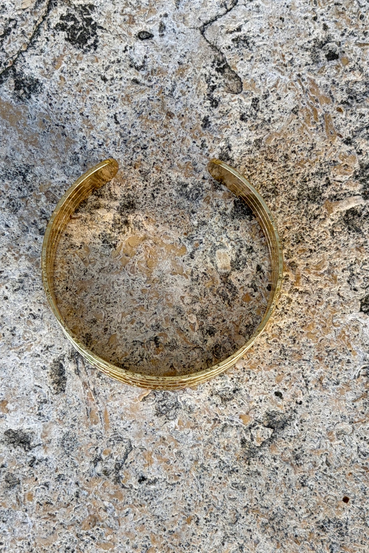 Golden Hammered Four Band Cuff