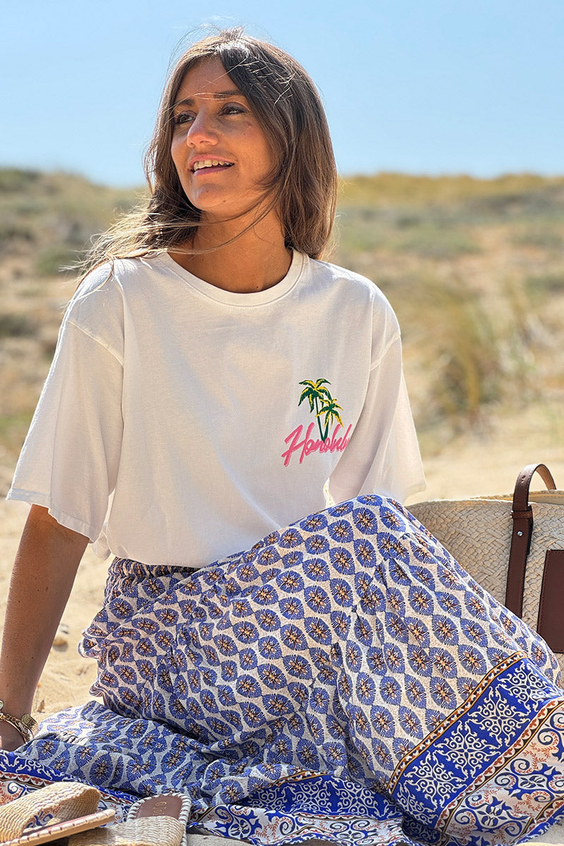 Royal blue Batik Print Boho Skirt
