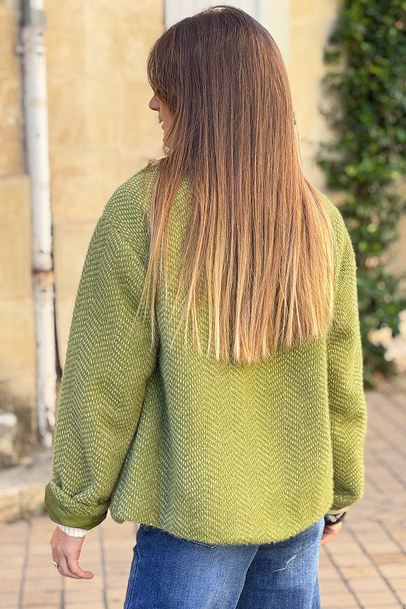 Lime Herringbone Peacoat