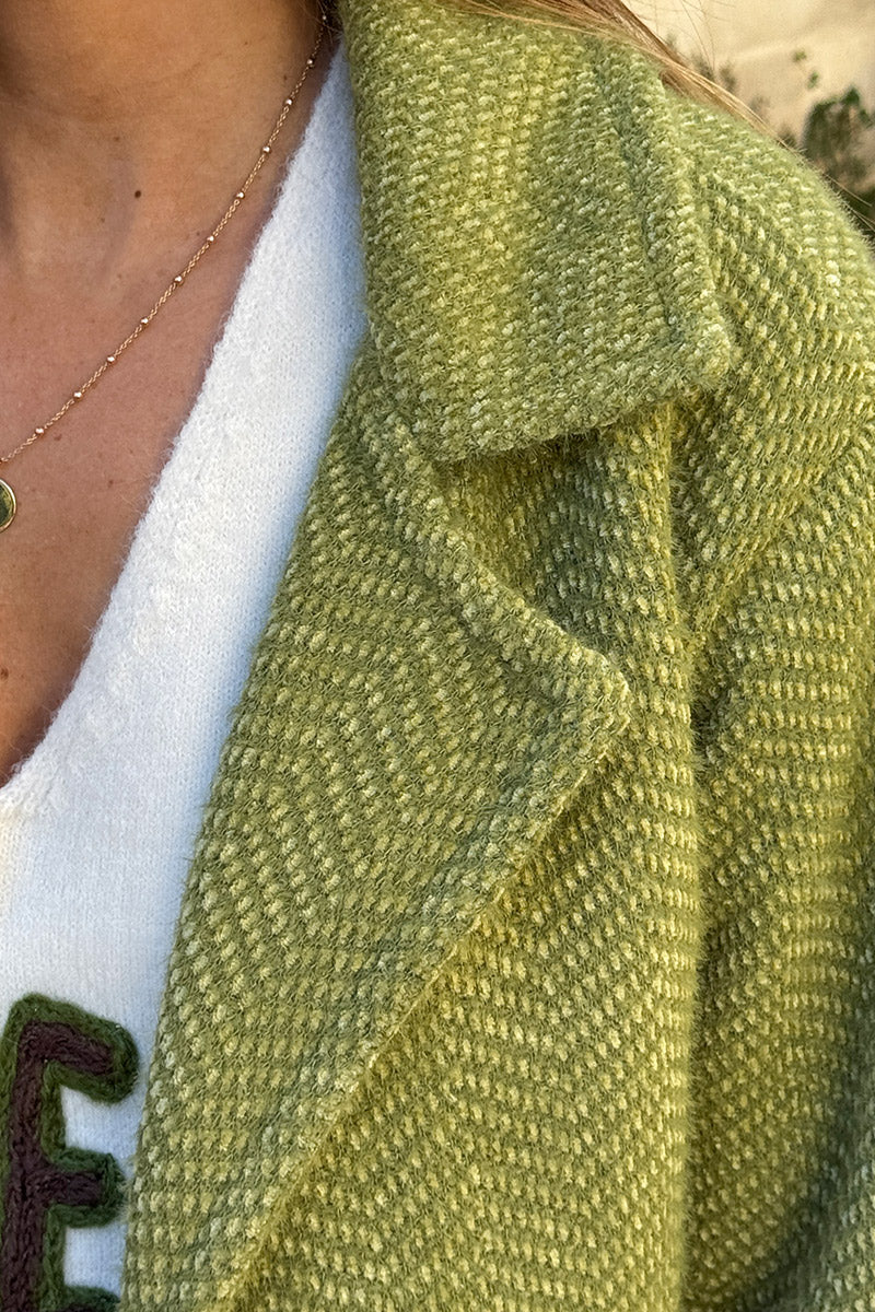 Lime Herringbone Peacoat