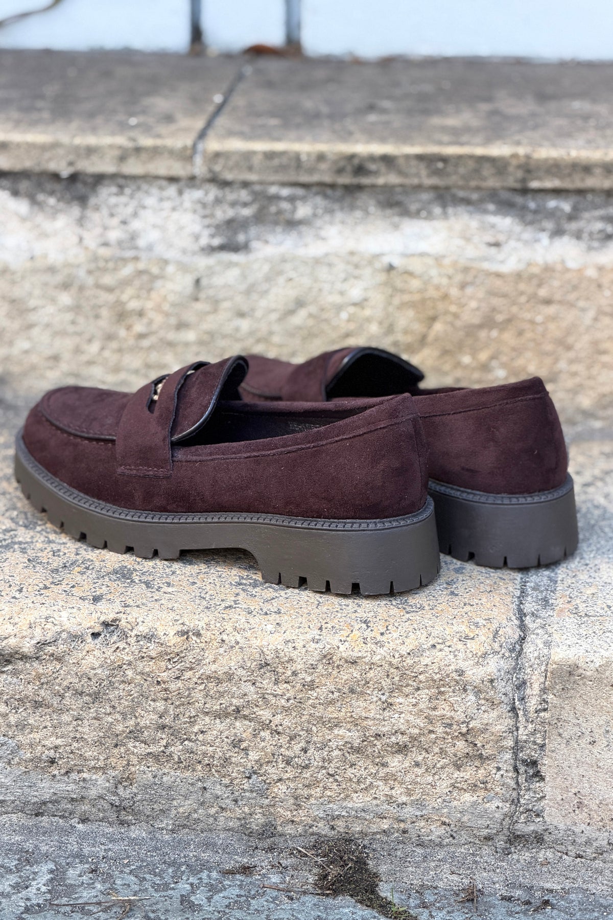 Brown Suedette Penny Loafers