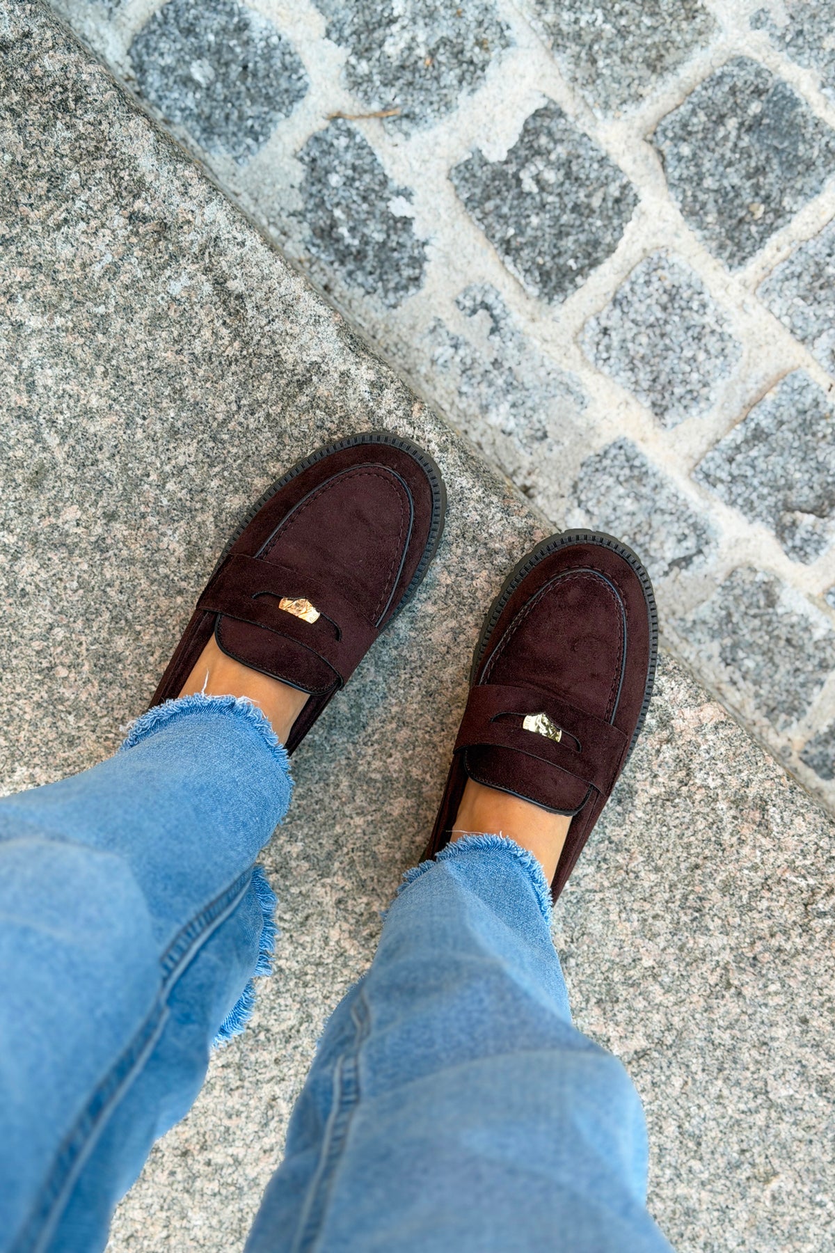 Brown Suedette Penny Loafers