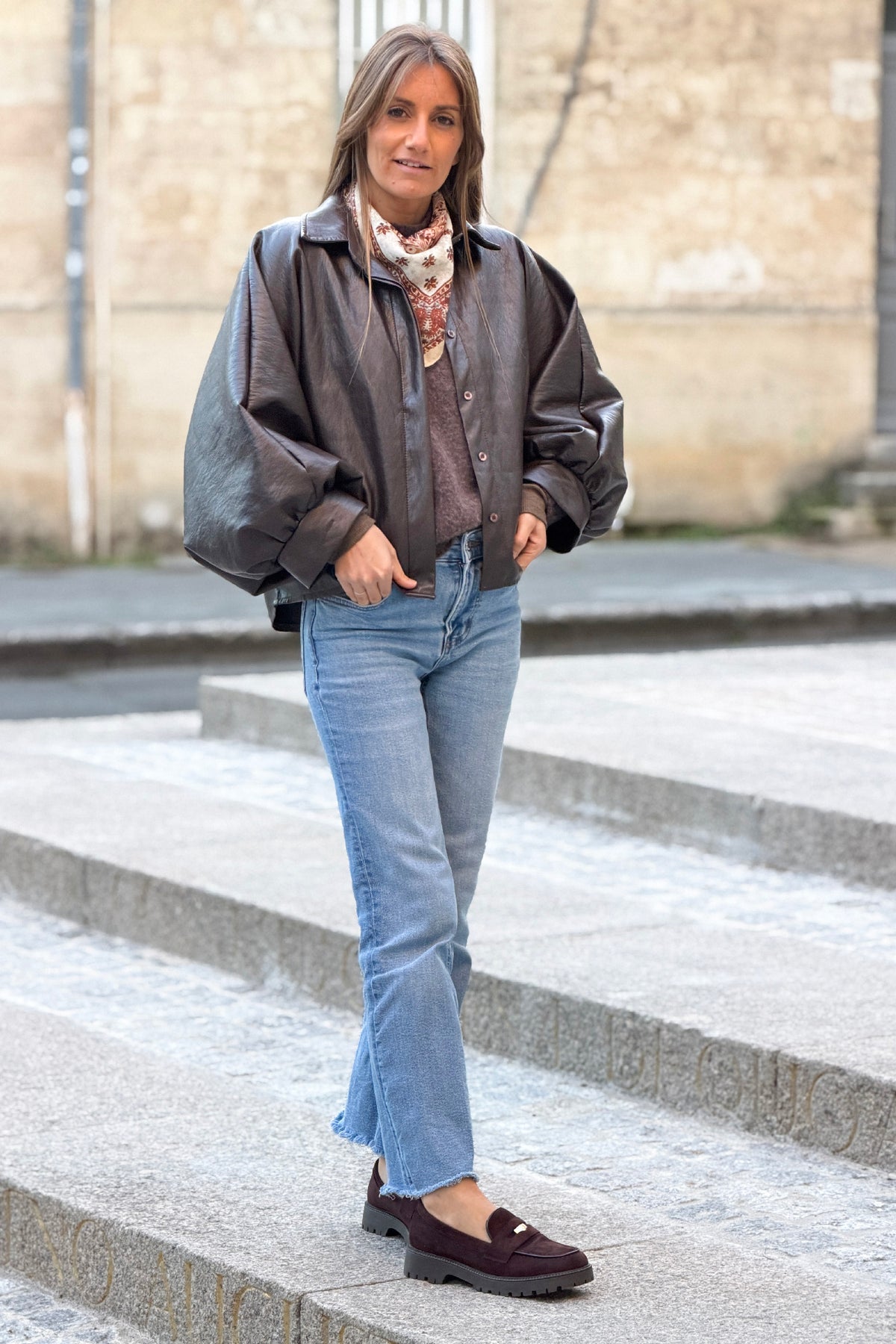 Brown Suedette Penny Loafers