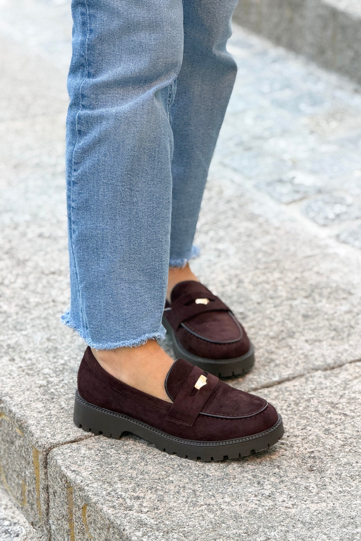 Brown Suedette Penny Loafers