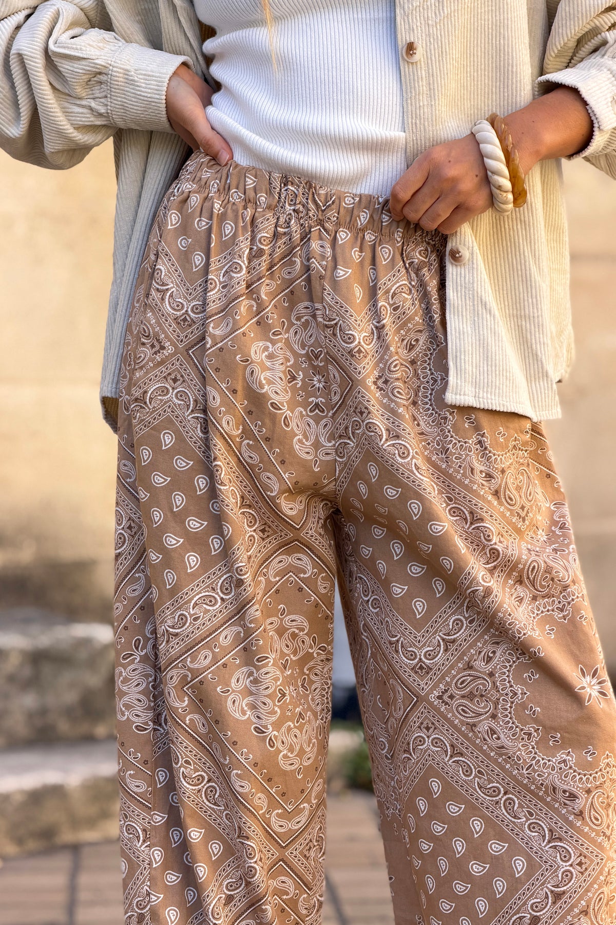 Taupe Handkerchief Print Lounge Pants