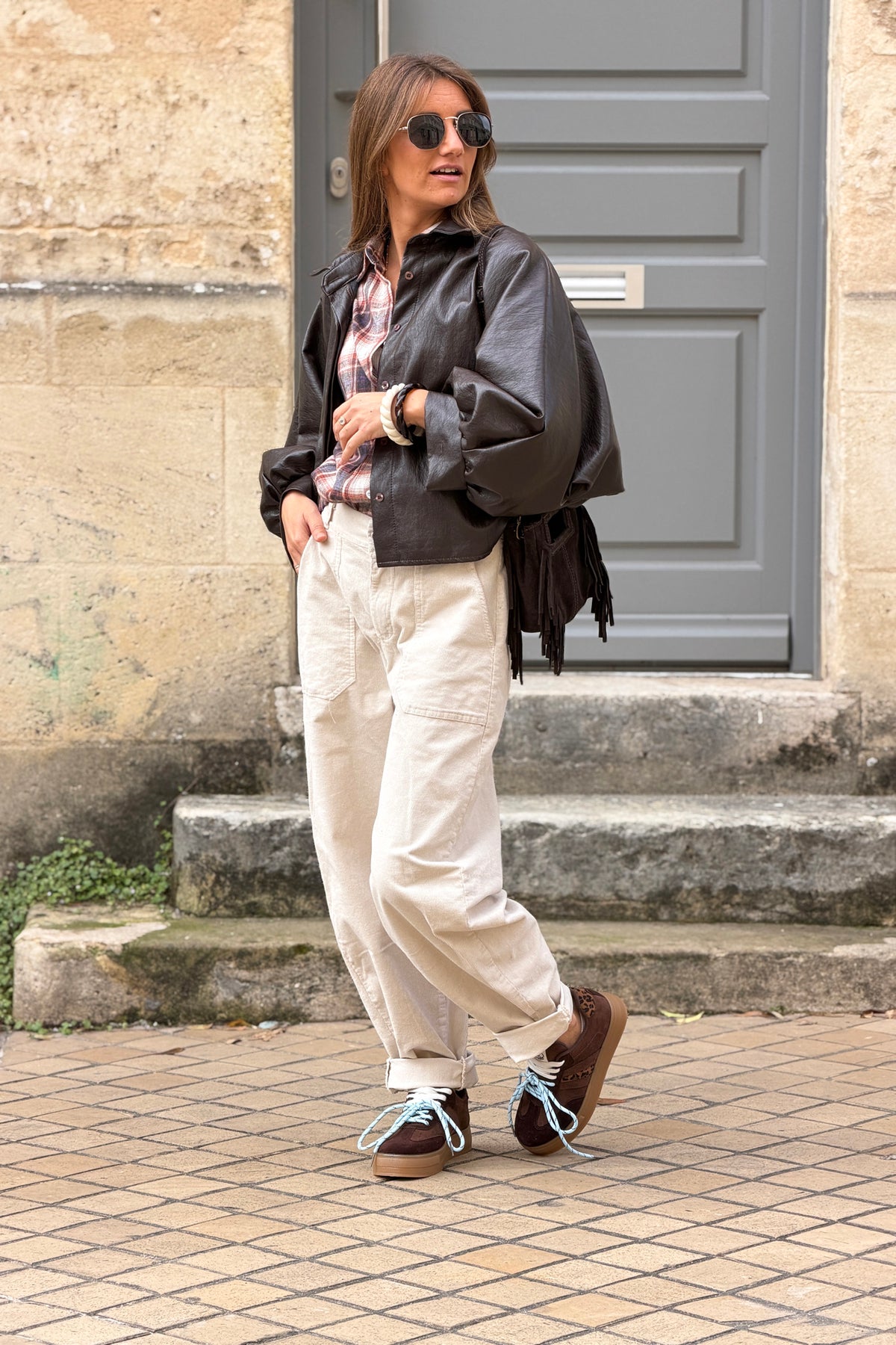 Cream Corduroy Utility Pants