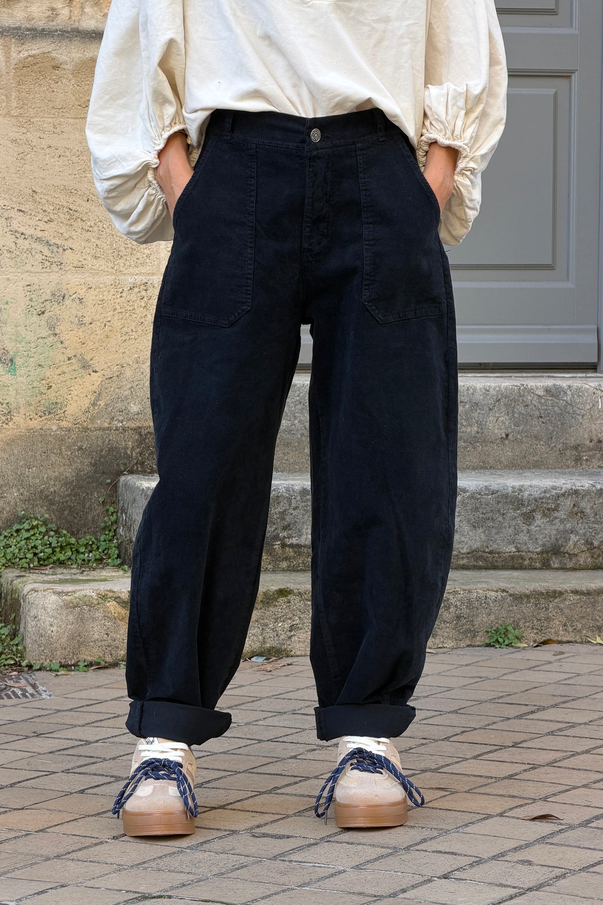 Charcoal Black Corduroy Utility Pants