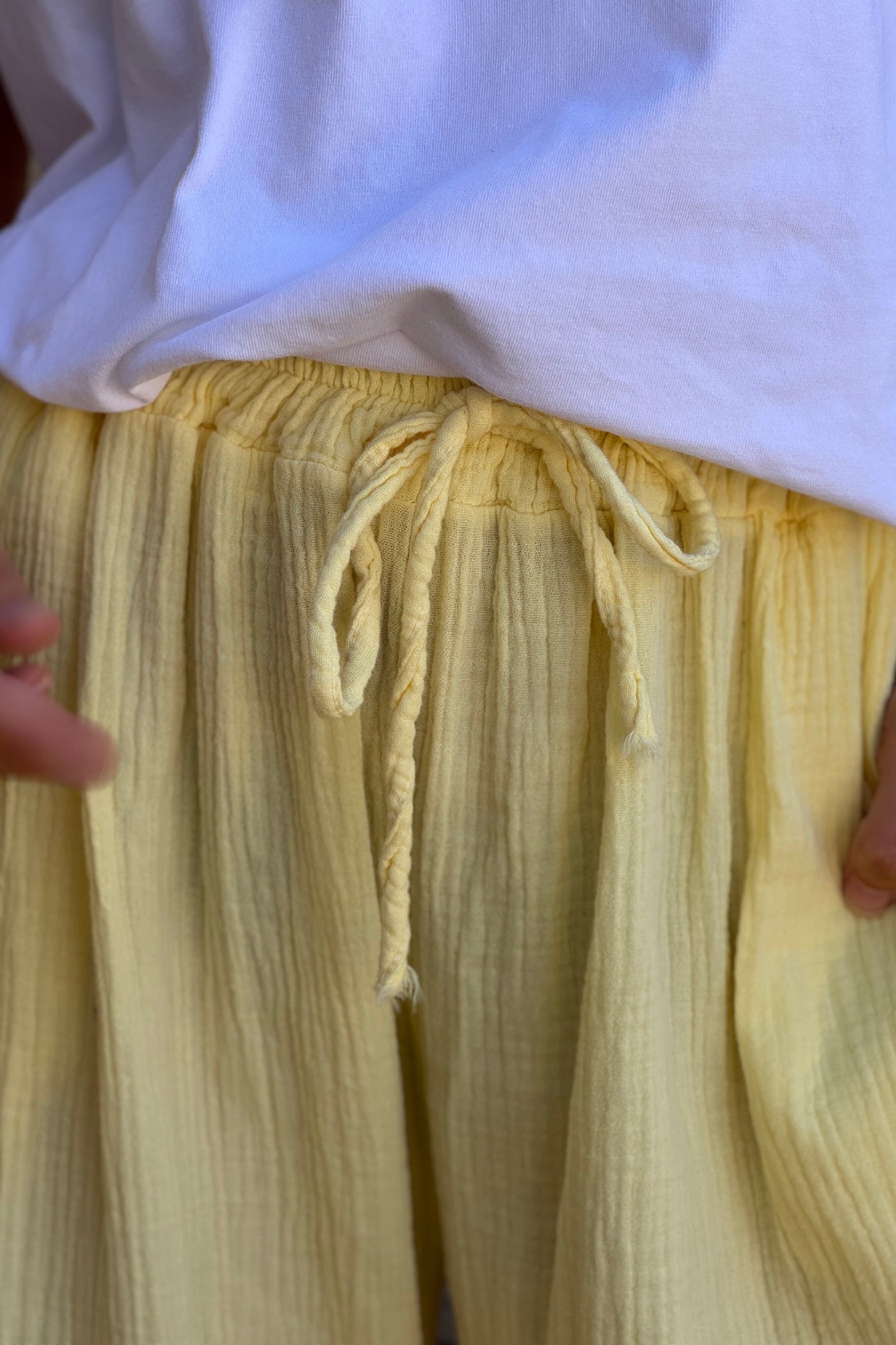 Yellow Crinkle Gauze Pull-On Pant