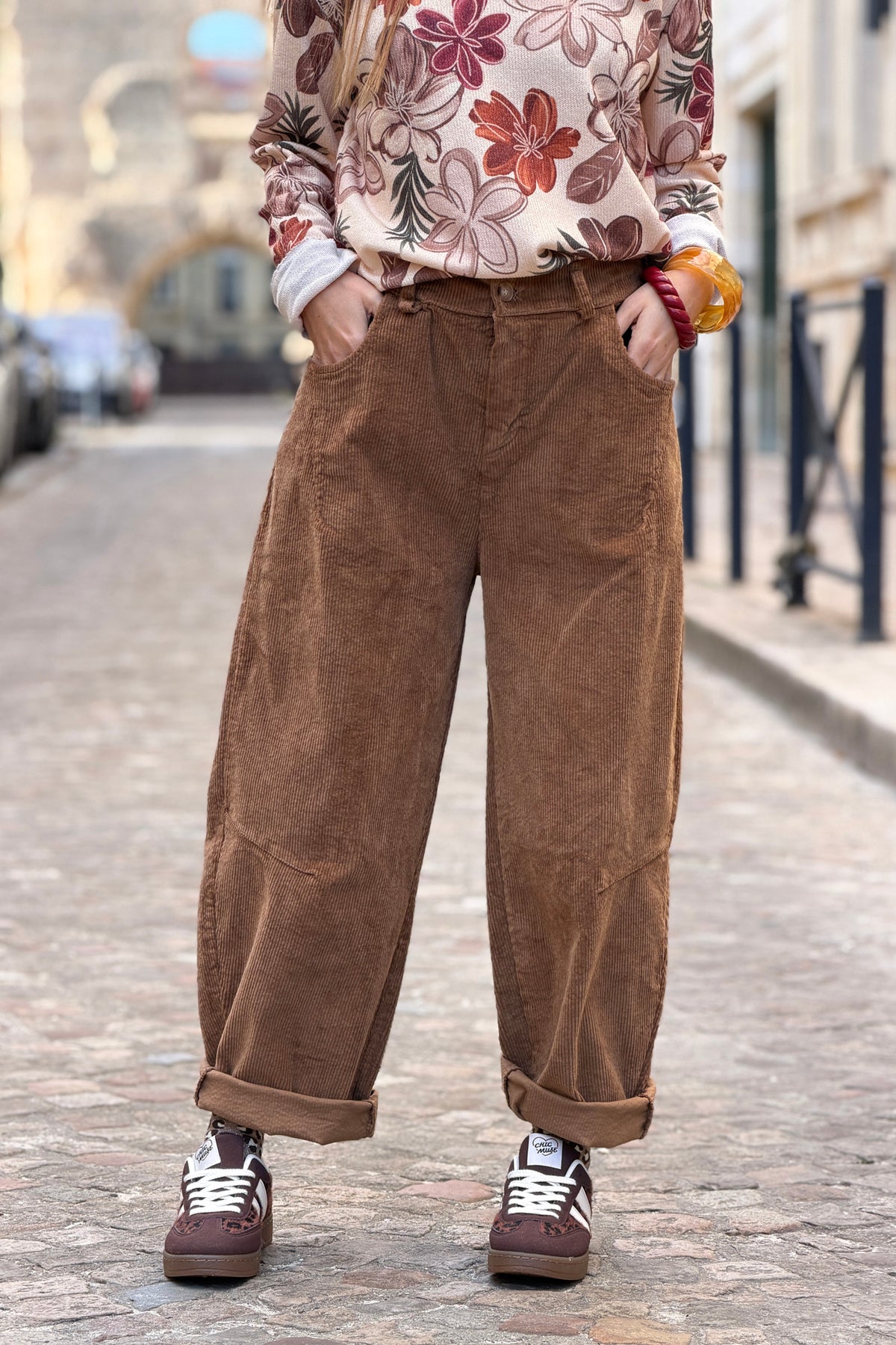 Camel Corduroy Wide Leg Jeans