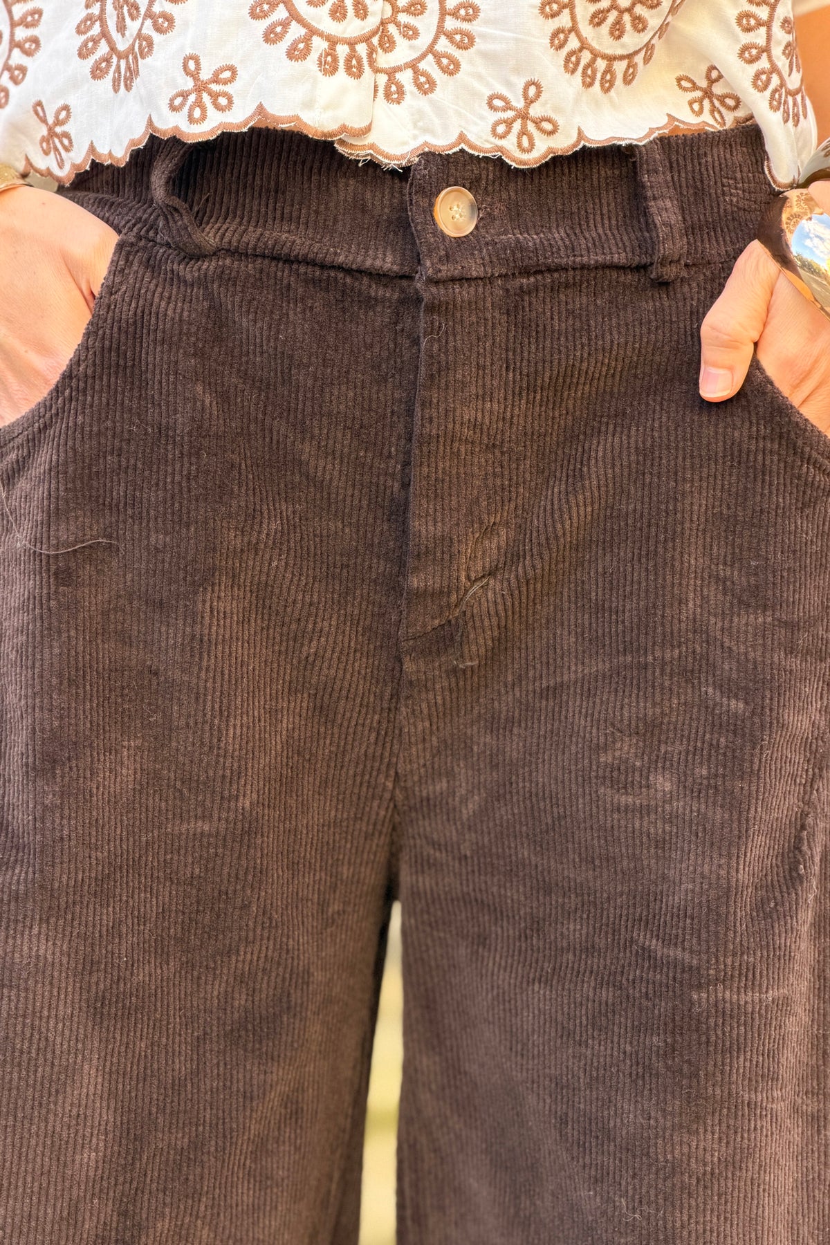 Brown Corduroy Wide Leg Jeans