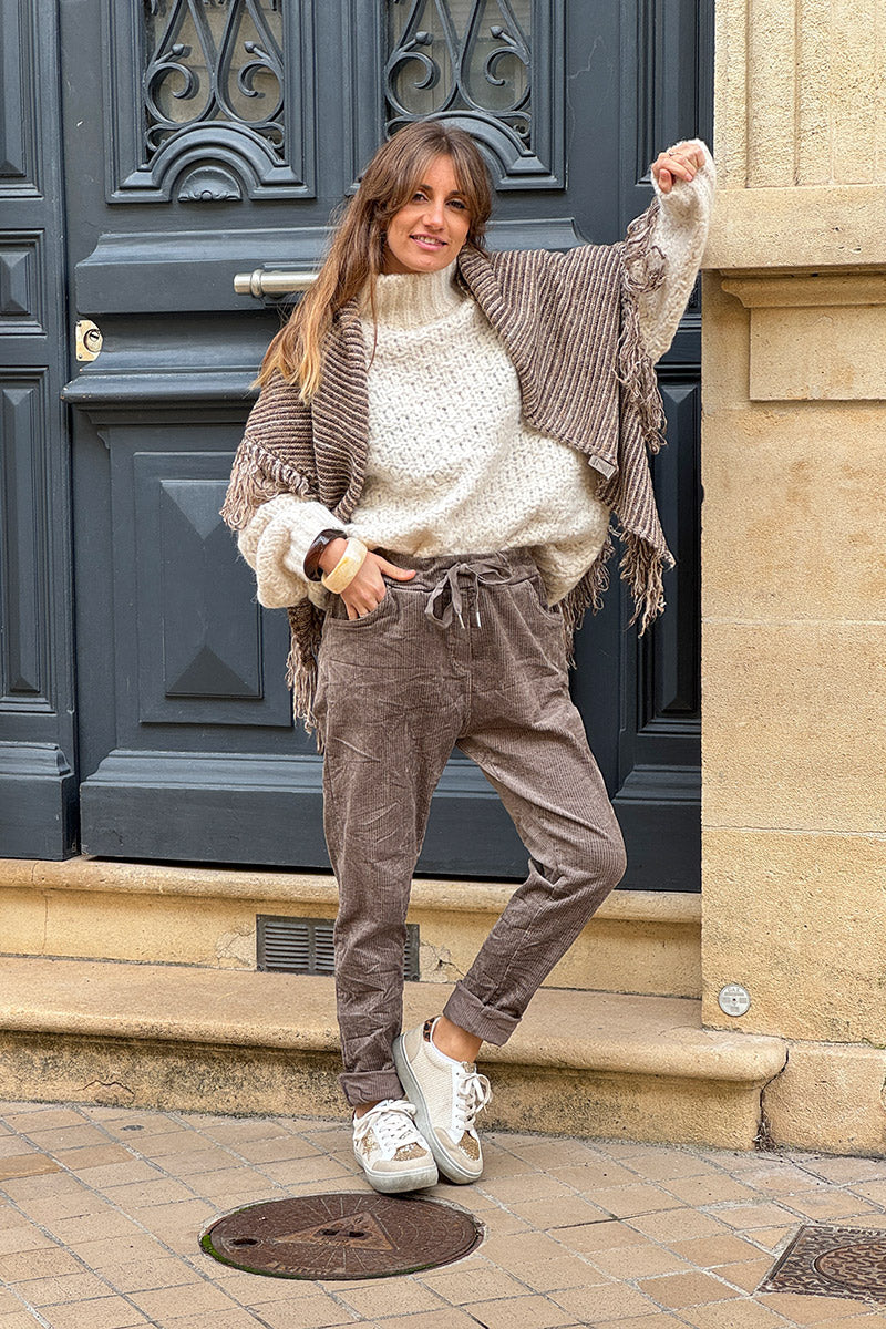 Taupe Corduroy Pull-On Pants