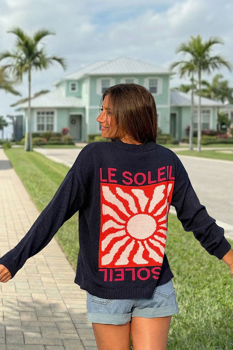 Navy blue Le Soleil Lightweight Knit Sweater