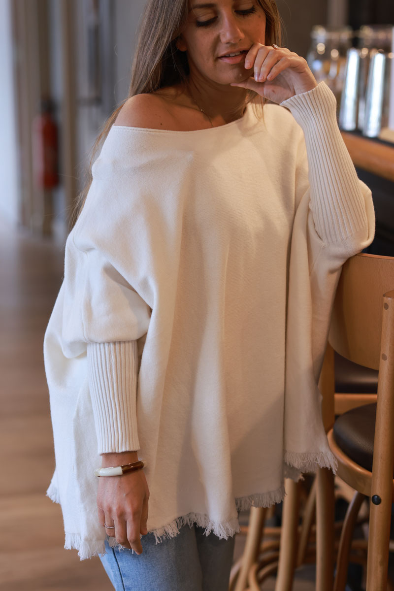 Off white Blanket Knit Poncho Top