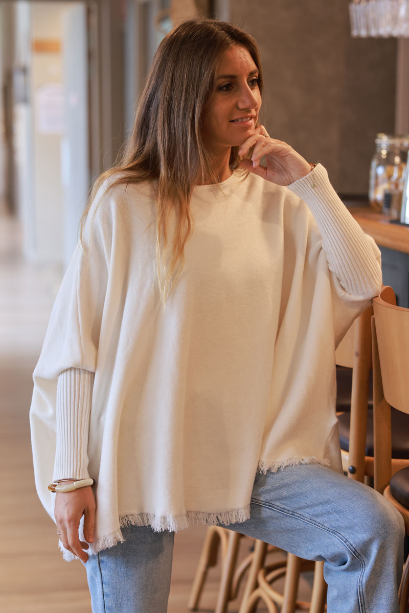 Off white Blanket Knit Poncho Top