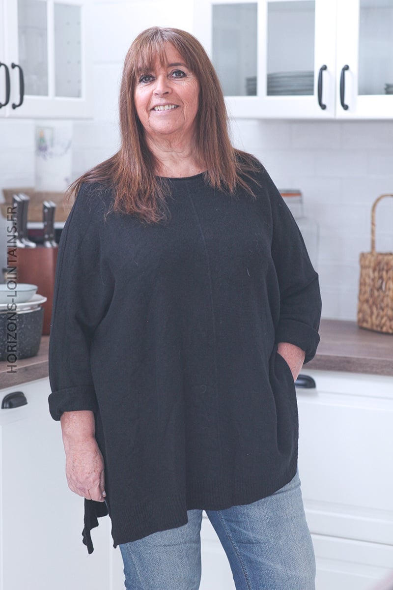 Pull oversize manches 3/4 resserrées noir