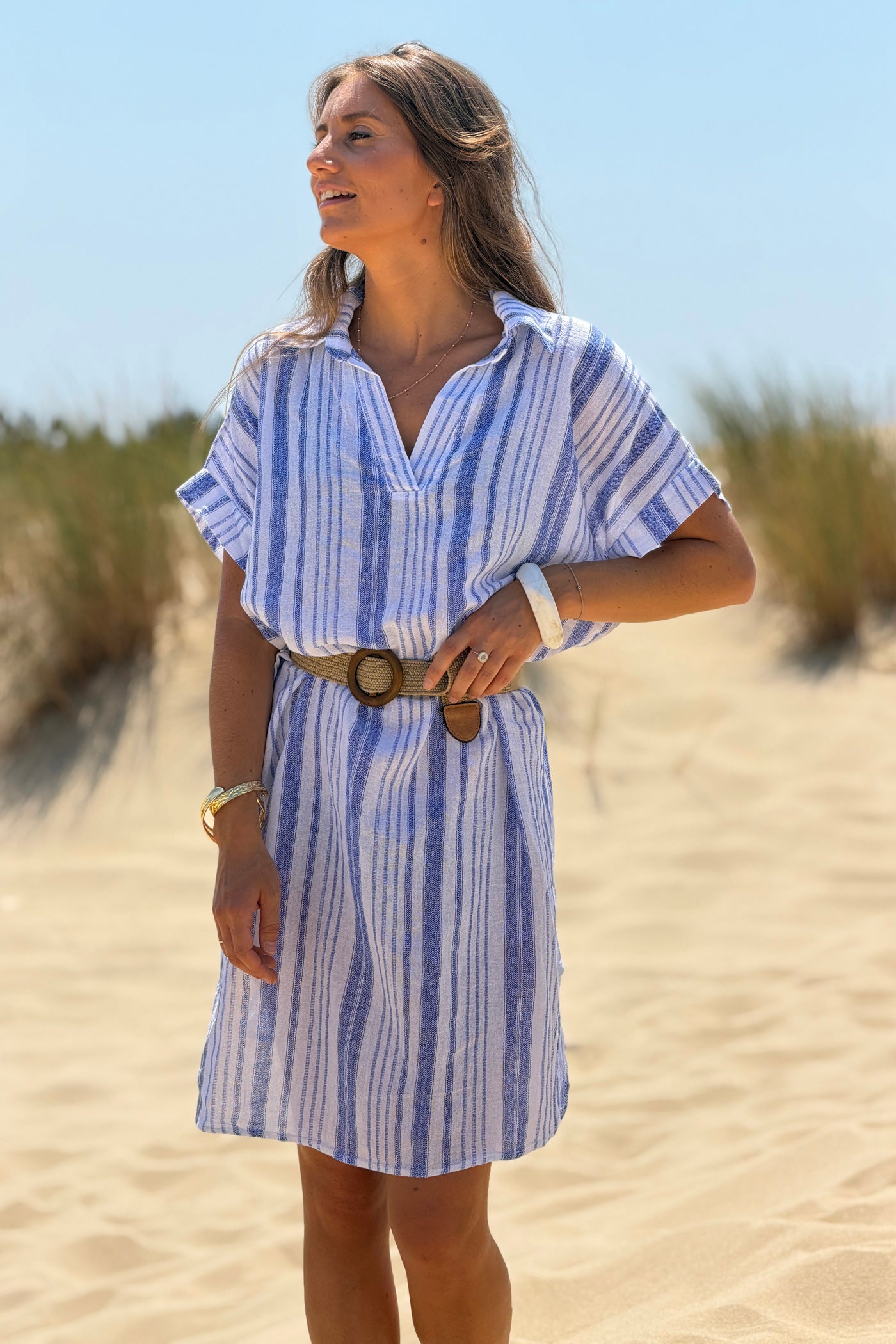 Blue Striped Beach Caftan