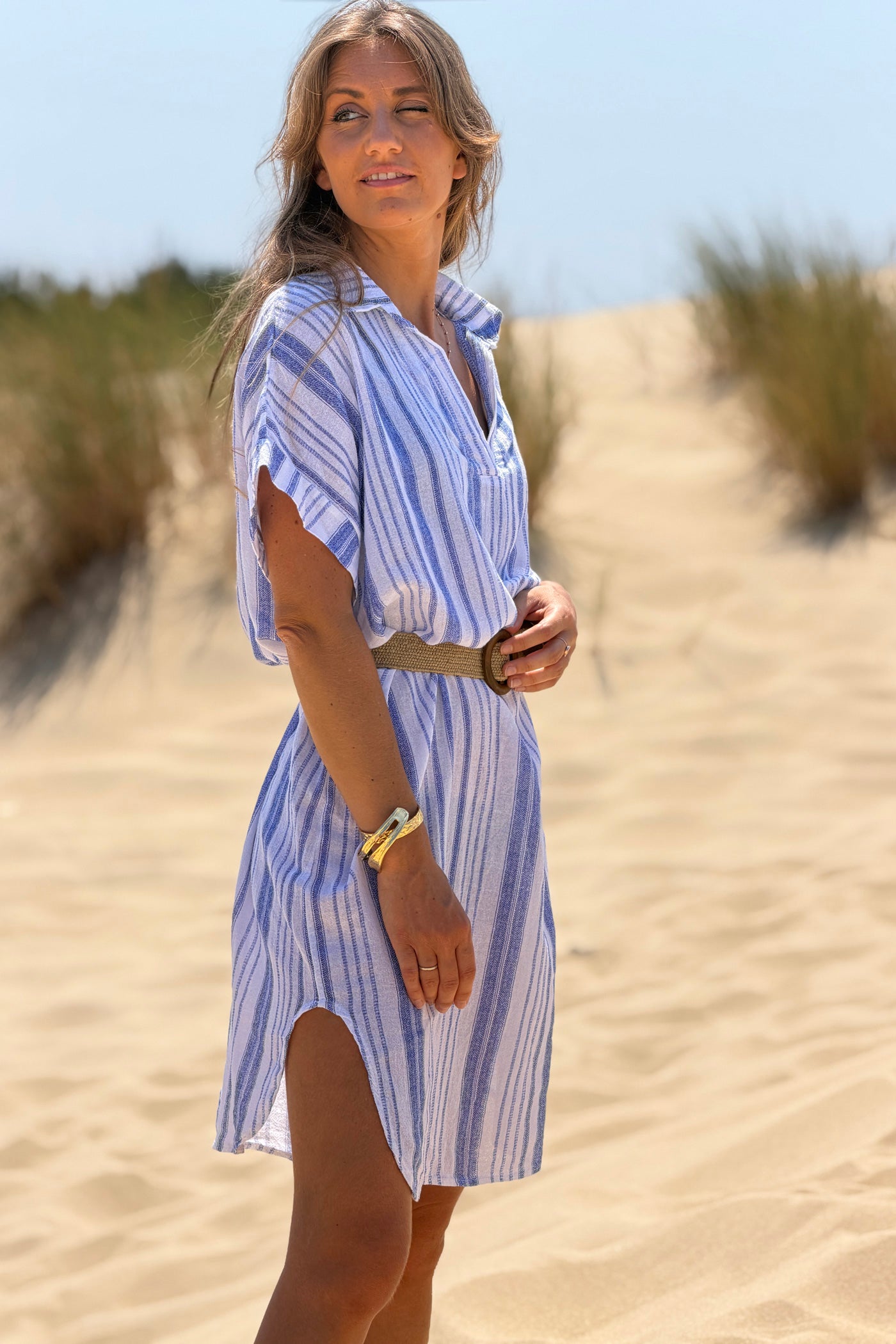 Blue Striped Beach Caftan