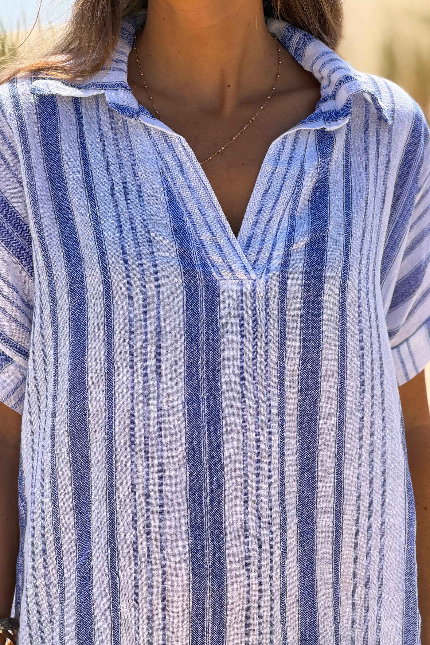 Blue Striped Beach Caftan