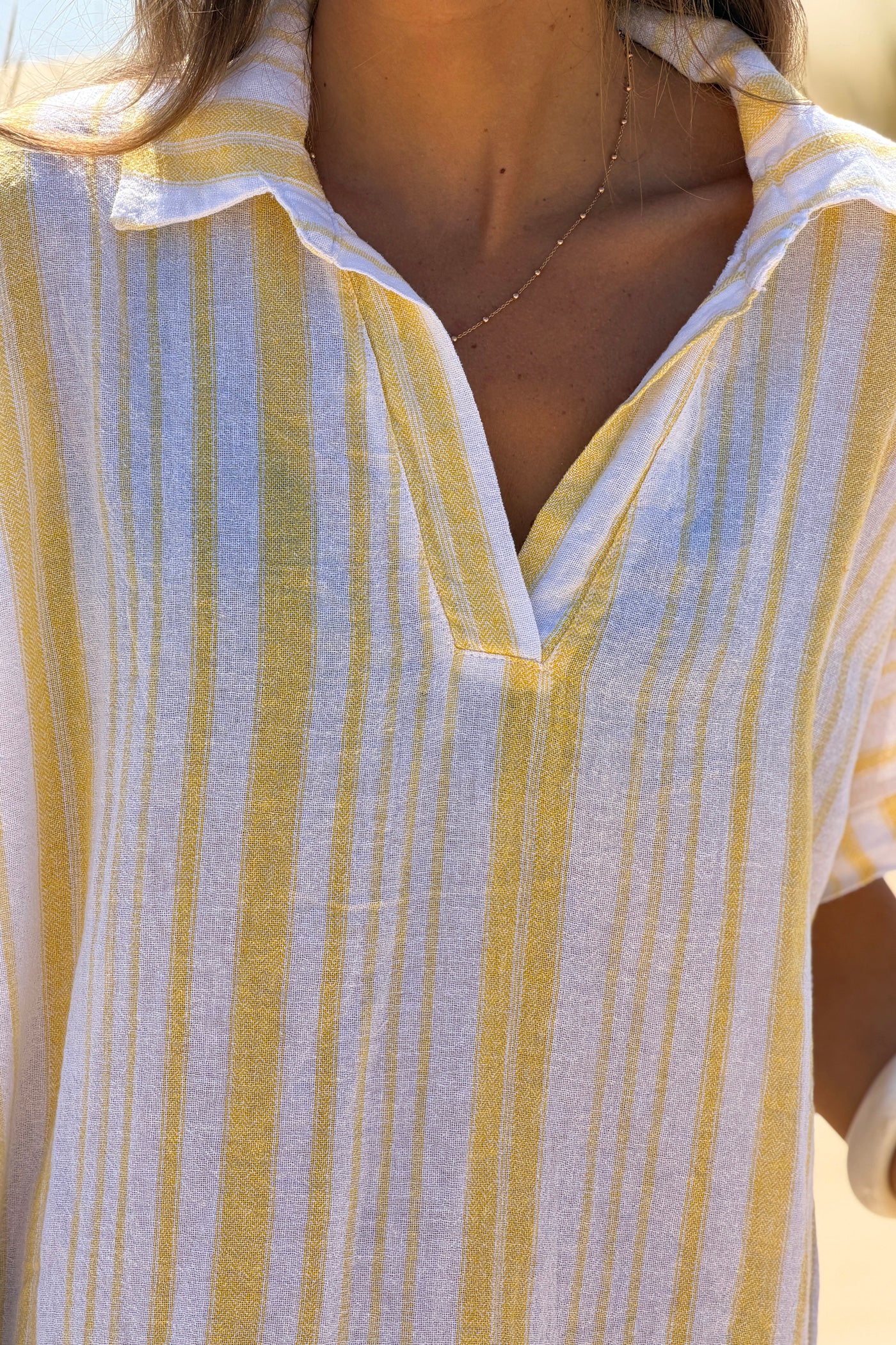 Yellow Striped Beach Caftan