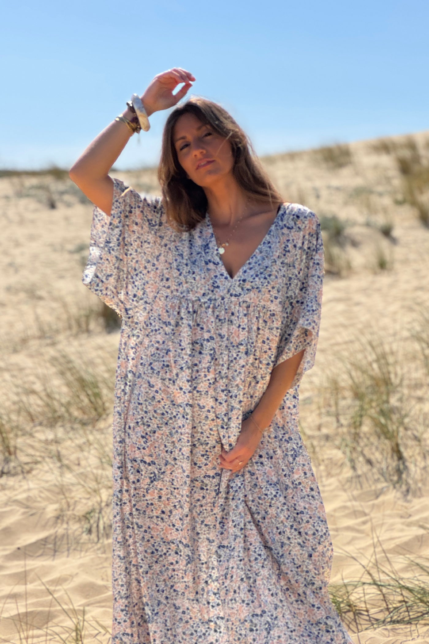 Navy blue Ditsy Floral Prairie Dress