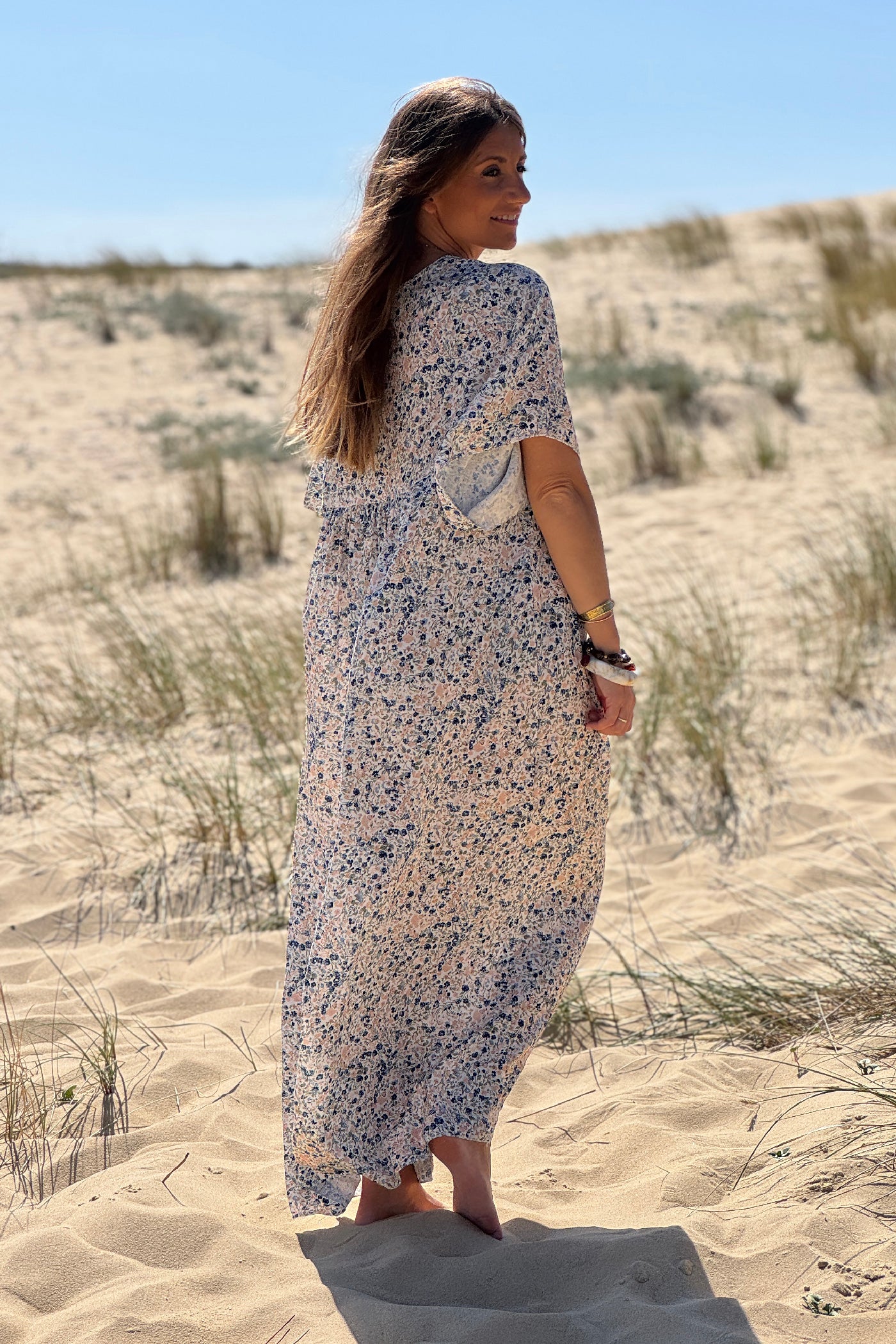 Navy blue Ditsy Floral Prairie Dress