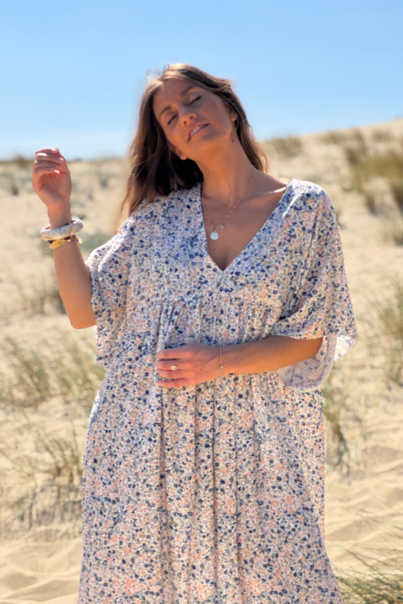 Navy blue Ditsy Floral Prairie Dress