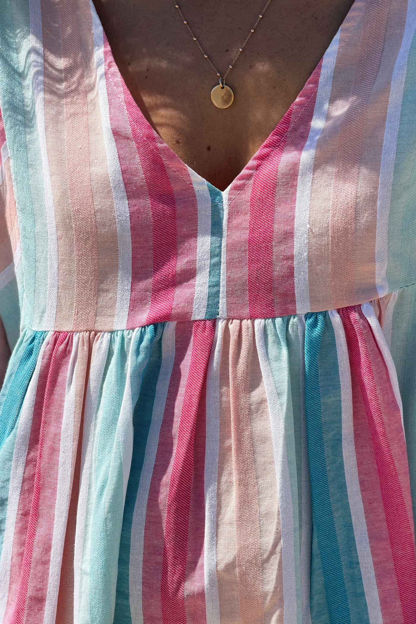Blue Vintage Stripe Smock Caftan