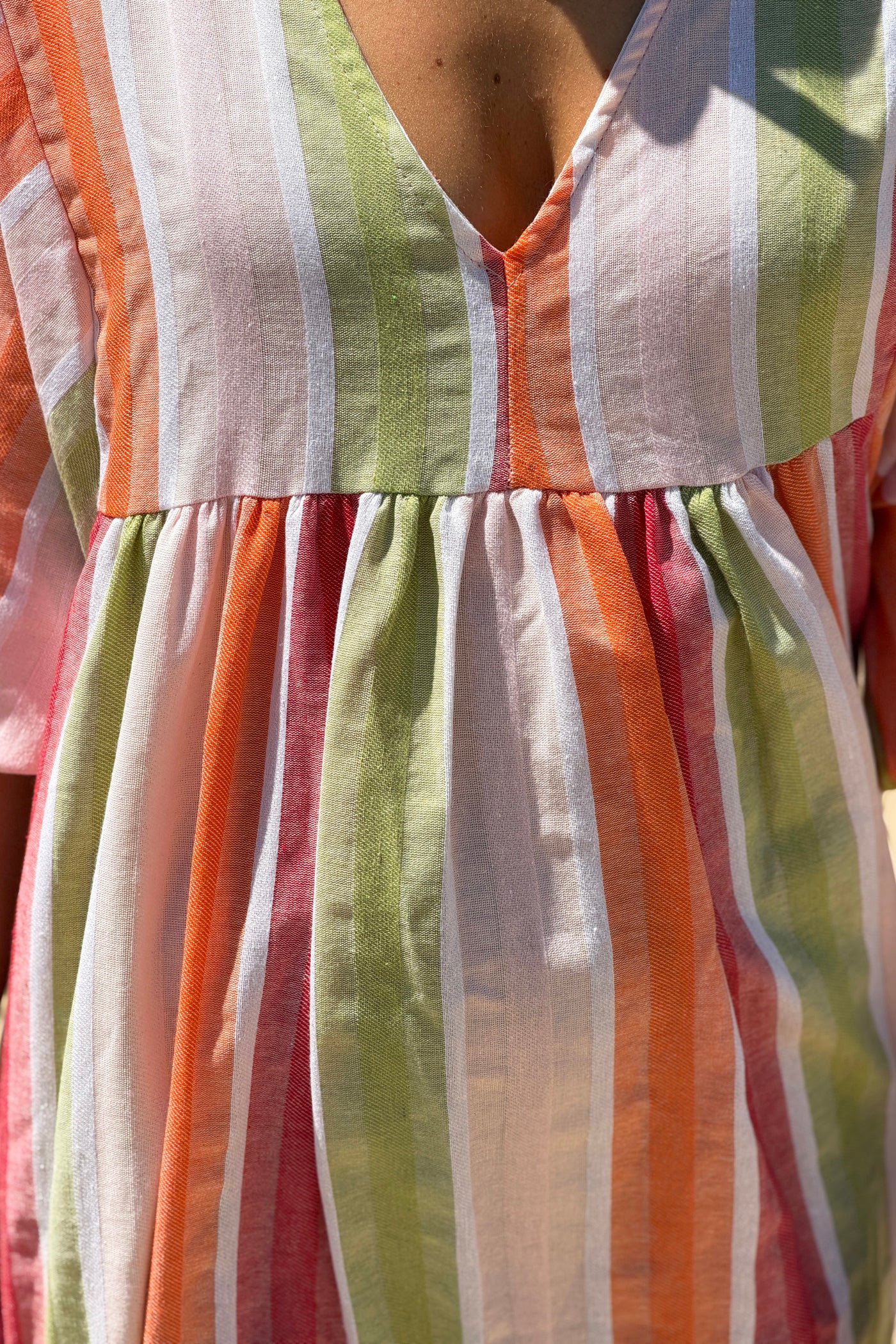 Orange Vintage Stripe Smock Caftan